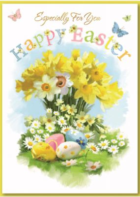Easter Card - Happy Easter Especially for You - Daffodil Eggs