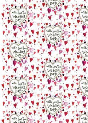 Wedding Day Heart Gift Wrapping Paper Sheets & Tags - Alex Clark