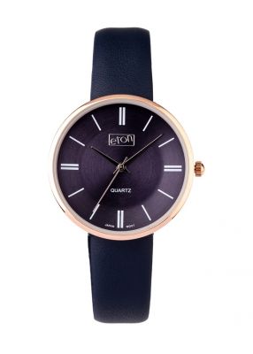 ETON Ladies Watch Leather Strap Navy Blue & Rose Gold - 3313L-B