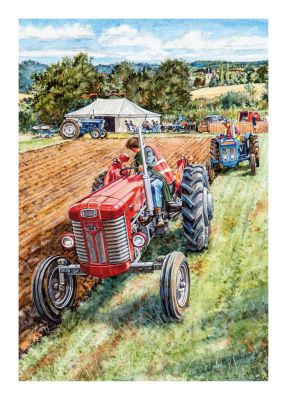 Birthday Card - Vintage Tractor Ploughing Match - Country Cards