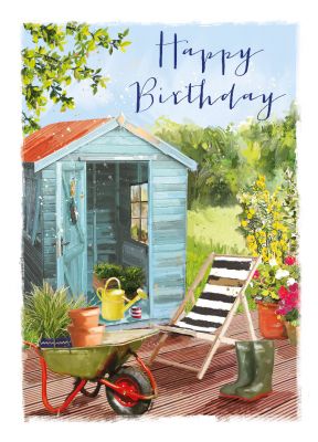 Birthday Card - Relax in the Garden - Shed - At Home Ling Design