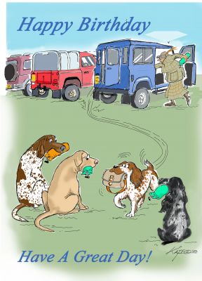 Birthday Card - Land Rover Defender Dogs - Funny Gift Envy