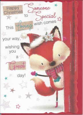 Christmas Card - Someone Special - Fox - Glitter - Out of the Blue