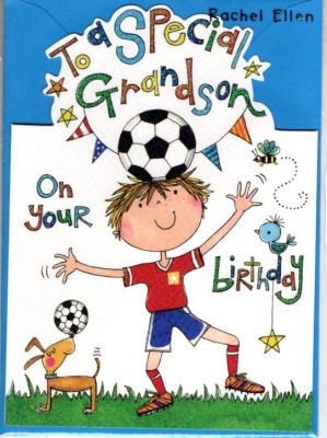 Birthday Card - Boy Kids - Grandson - Football - Glitter Die-cut Jelly Moulds