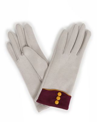 Powder UK Ladies Cassie Faux Suede Gloves - Grey & Purple