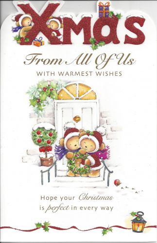 Christmas Card - Large - From All of Us - Xmas - Glitter