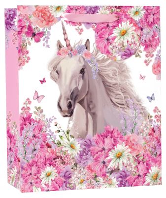 Unicorn Glitter Gift Bag - Small - Gift Envy - 19.5cm x 16cm 