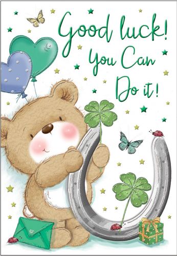 Good Luck Card - Horseshoe & Bear - Regal