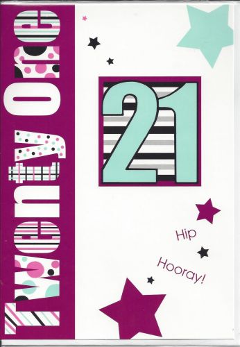 21st Birthday Card - Female - 21 Purple Hip Hooray!