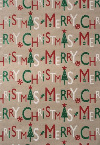 Christmas Gift Wrapping Paper Merry Christmas Craft Glitter - 5 Sheets