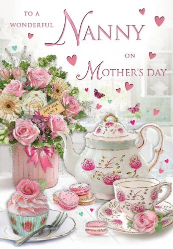 Mother's Day Card - Nanny - Afternoon Tea - Glitter - Regal