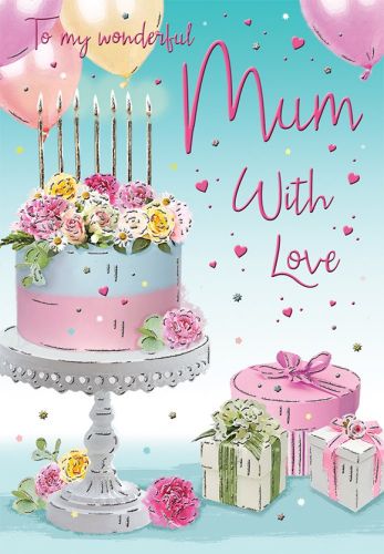 Birthday Card - Wonderful Mum - Cake & Presents - Regal