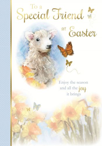 Easter Card - Special Friend - Lamb Sheep - Blue