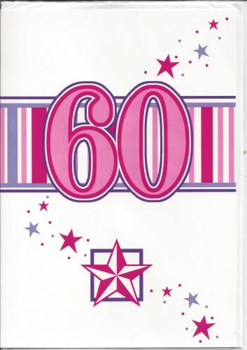 60th Birthday Card - Female - 60 Pink Star
