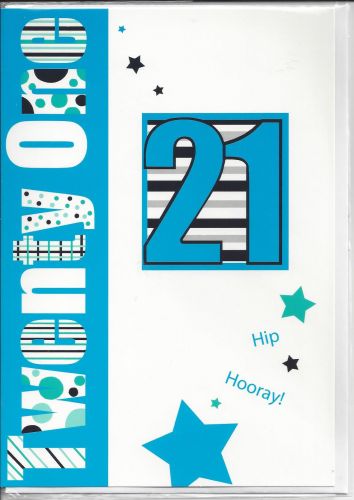 21st Birthday Card - Male - 21 Blue Hip Hooray!