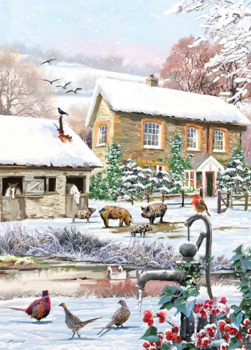 Christmas Card Pack - 6 Cards - Farmyard Pigs Horse - Country Cards
