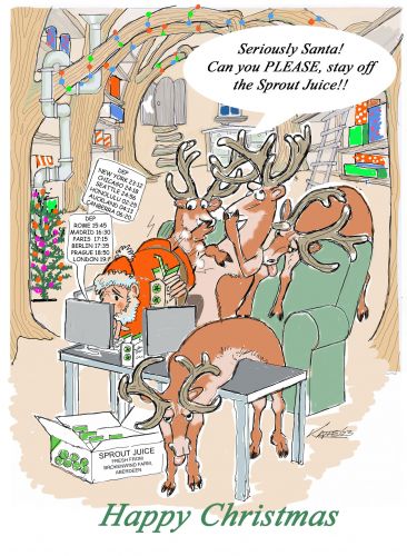 Christmas Card - Santa Sprout Juice - Funny - Gift Envy