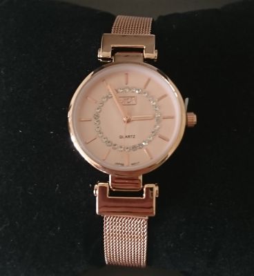 ETON Ladies Watch Metal Mesh Strap Rose Gold Diamante - 3298LM-RG