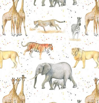 Safari Wild Animals Wrapping Paper 2 Sheets & 2 Tags - Arty Penguin