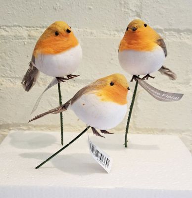 Robin Fat Reggie Bird Pick x 3 - 18cm - Sincere