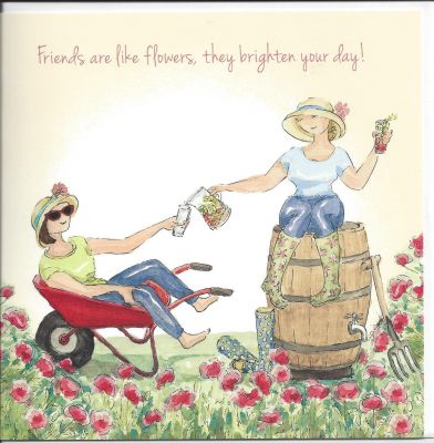 Birthday Card - Friend - Flowers Wheelbarrow - Angie Thomas
