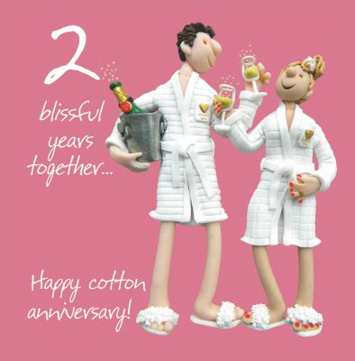 Wedding Anniversary Card 2nd Second 2 Years Blissful Cotton One Lump Or Two