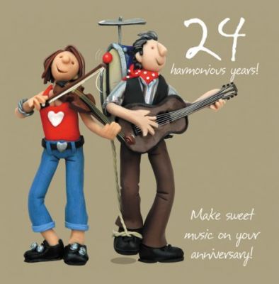 Wedding Anniversary Card - 24th Twenty-forth Music One Lump Or Two