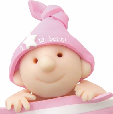 New Baby Card - Girl Pink Star is Born Headshots One Lump Or Two