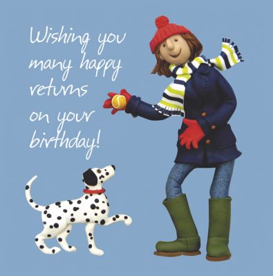 Birthday Card - Funny Humour Many Happy Returns Dalmatian Dog One Lump Or Two 