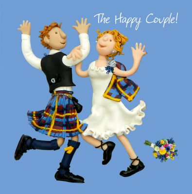 Wedding Day Card - Happy Couple Scottish - Funny One Lump Or Two