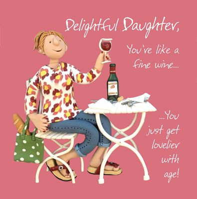 Birthday Card - Delightful Daughter Wine - One Lump Or Two
