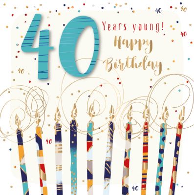 40th Birthday Card - Male Candles - Jupiter - Talking Pictures