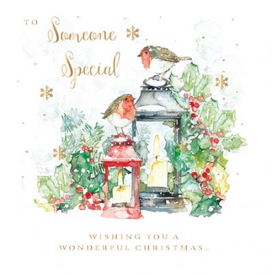 Christmas Card - Someone Special - Robin Lantern - Xmas Collection Ling Design