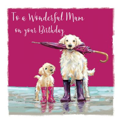 Birthday Card - Mum - Golden Retriever Dog - The Wildlife Ling Design