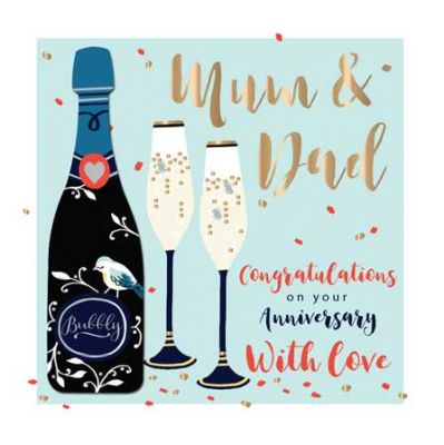 Wedding Anniversary Card - Mum & Dad Champagne - 3D - Talking Pictures