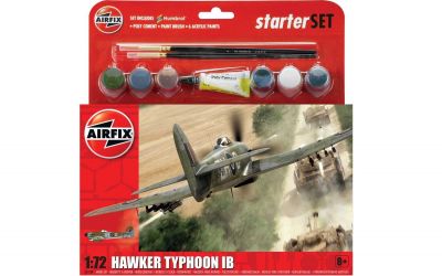 Hawker Typhoon IB Aeroplane - Scale 1:72 Model Kit Medium Starter Set - Airfix - A55208