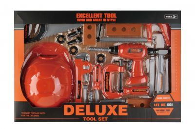 Tool Kit & Helmet Play Set - 22 Items - Pretend Play - Good Helper