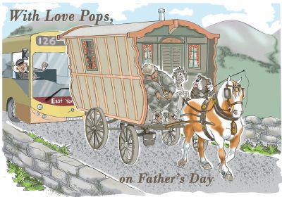 Fathers Day Card - With Love Pops - Man Asleep Gypsy Caravan - Funny