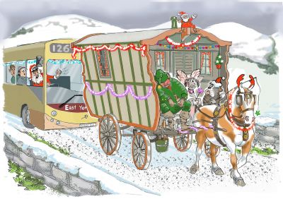 Christmas Card Pack - 6 Cards - Xmas Gypsy Caravan - Gift Envy