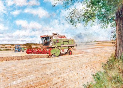 Birthday Card - Farm Claas Combine Harvest - Country Cards