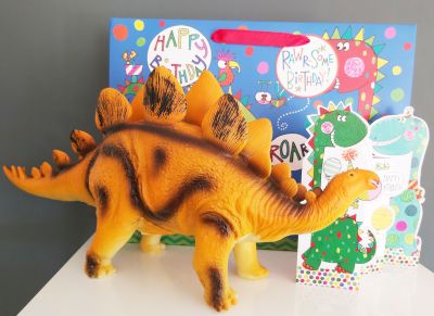 Dinosaur Stegosaurus Happy Birthday Gift, Card & Bag 
