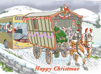 Christmas Card - Gypsy Caravan Man Asleep - Funny - Gift Envy