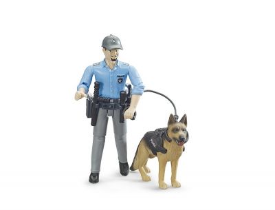 Policeman Figure & Dog - Bruder 62150 Scale 1:16