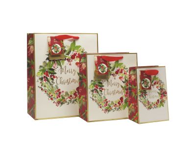 Christmas Wreath Gift Bag - Medium - Gift Envy - 25cm x 21.5cm 