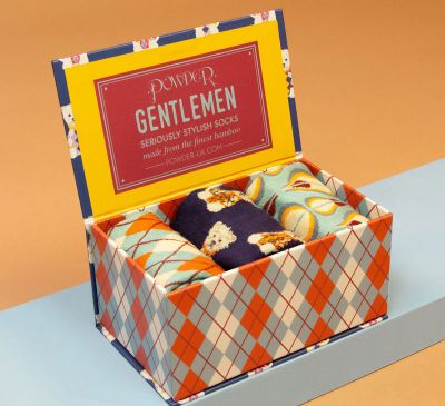Powder UK Mens Westie Dog Argyll Sock Box - Set of 3 - Gift Set