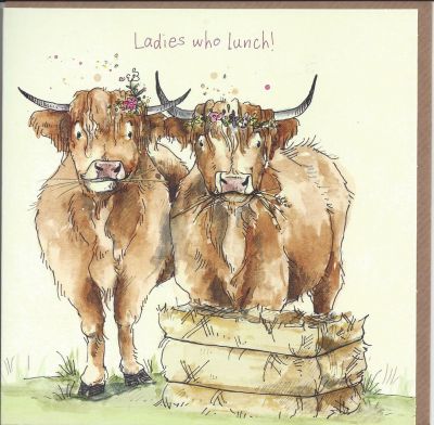 Greetings Card - Ladies Who Lunch - Cows - Friend - Gracie Tapner
