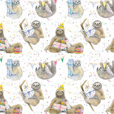 Sloth Party Wrapping Paper Sheets & Tags - Arty Penguin