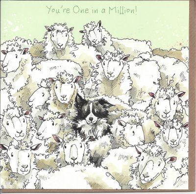 Greetings Card - You're One in a Million - Sheep Dog - Gracie Tapner