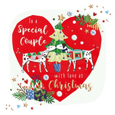 Christmas Card - Special Couple Dalmatian Dog - 3D - Strawberry Fix