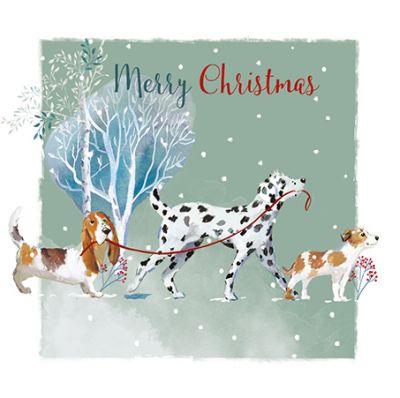 Christmas Card - Dog Festive Friends Lead - The Wildlife Ling Design